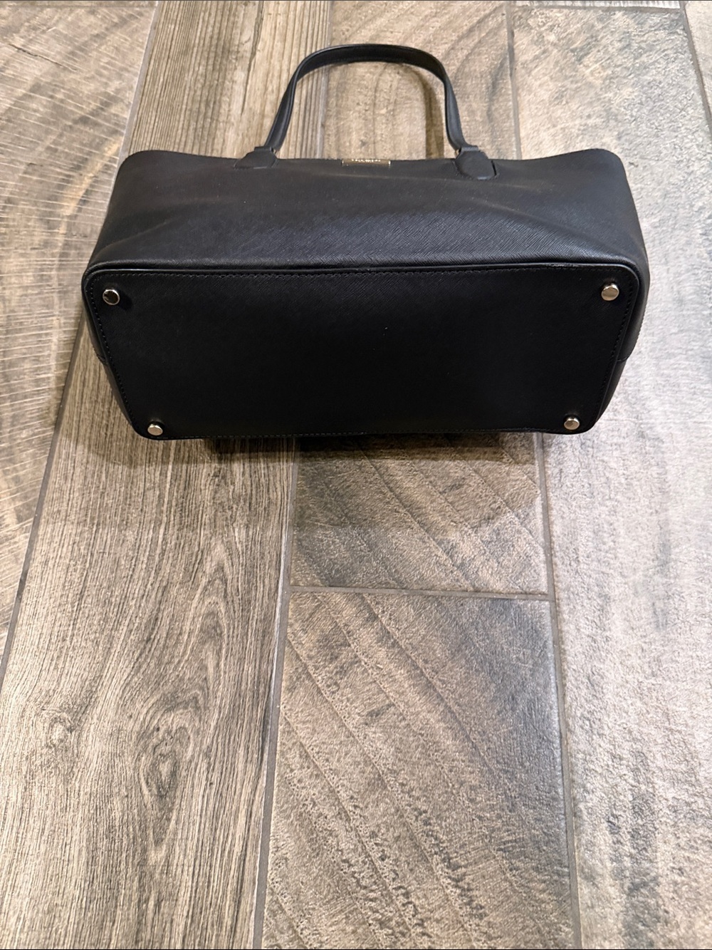 kate spade Black Structured Leather Tote with Gold Plaque - Picture 4 of 5